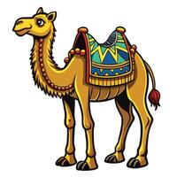 cartoon camel with saddle on white background vector