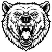 a bear head with its mouth open and its teeth showing vector