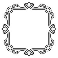 a black and white drawing of a frame with a scroll vector