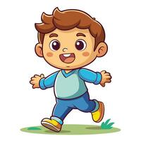 cartoon boy running in the grass vector
