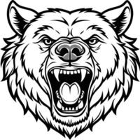 a bear head with its mouth open and its teeth showing vector