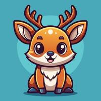 cute deer cartoon character illustration vector