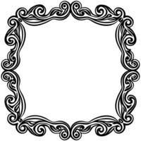 a black and white square frame with swirls vector