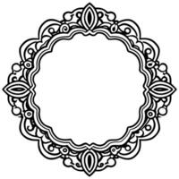 a black and white drawing of a circular frame vector