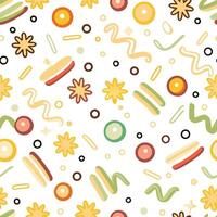 a colorful pattern with hamburgers and other items vector