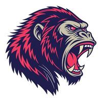 an angry gorilla head with its mouth open vector