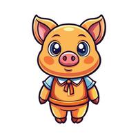 a cartoon pig in an apron vector