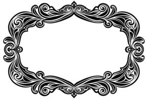 a black and white ornate frame with swirls vector