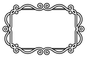 a black and white drawing of a frame with a scroll vector