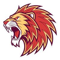 lion head with open mouth on white background vector