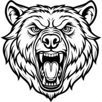 a bear head with its mouth open and its teeth showing vector
