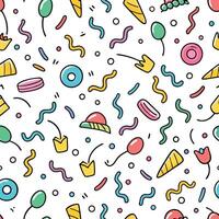seamless pattern with colorful confetti and balloons vector