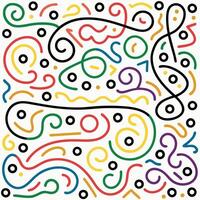 a colorful pattern with a musical note and swirls vector