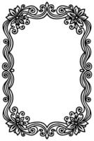 a black and white floral frame with a white background vector