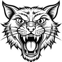 a black and white illustration of a cat head vector