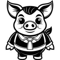 a cartoon pig in a suit and tie vector