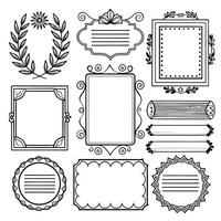 set of decorative frames and wreaths vector