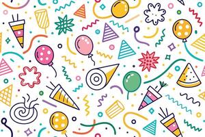 seamless pattern with colorful party items vector