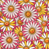 a pattern with daisies on a pink background vector