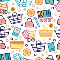 shopping seamless pattern with colorful icons vector