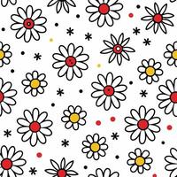 a seamless pattern with daisies and polka dots vector