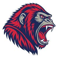 an angry gorilla head with its mouth open vector