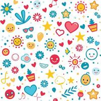 a colorful pattern with various emoticions and other objects vector