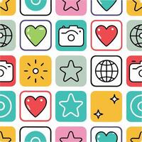 a colorful pattern with icons and symbols vector