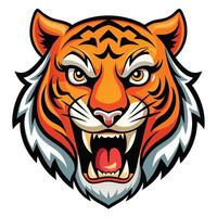 the head of a tiger is shown with its mouth open vector