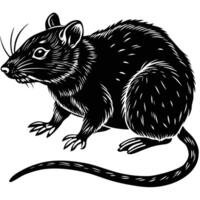 a black and white drawing of a rat vector