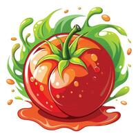 a tomato with green liquid and splashes on it vector
