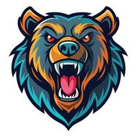 the head of a bear with its mouth open vector