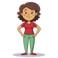 cartoon woman standing with hands on hips vector