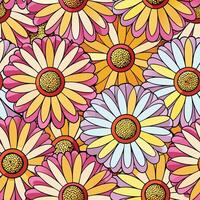 a colorful pattern of daisies on a white background vector