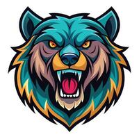 the head of a bear with an angry expression vector