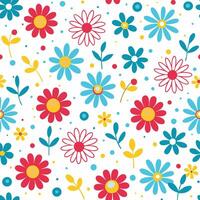 floral seamless pattern with colorful flowers on a white background vector