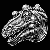 a t - rex head in a woodcut style vector