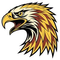 an eagle head with a yellow and brown color scheme vector