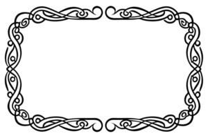 a black and white drawing of a frame with a scroll vector