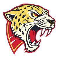 the head of a jaguar is shown in a cartoon style vector