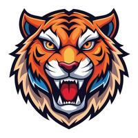 the head of a tiger is shown on a white background vector
