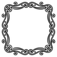 a black and white square frame with swirls vector