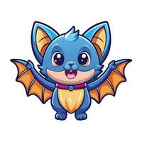 a cartoon bat with wings and a smile vector