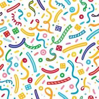 a colorful confetti pattern with streamers and confetti vector
