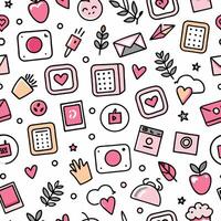 a pink background with various icons and symbols vector