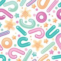 a colorful pattern with various shapes and stars vector