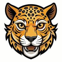 the jaguar head is shown in a cartoon style vector