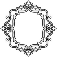 a black and white drawing of a frame with ornate design vector