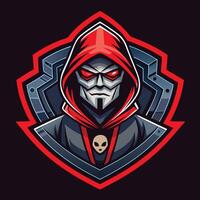 an evil man in a hoodie with a skull on his face vector