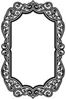 a black and white ornate frame with a scroll vector